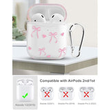 Compatible With Airpods 2Nd 1St Generation Case, Cute Big Bow Heart Aesthetic Design With Carabiner, Soft Tpu Skin Anti-Scratch Shockproof Protective Cover For Women Girls