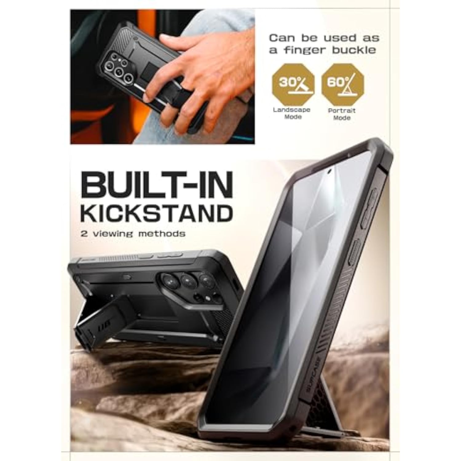 Galaxy S24 Ultra Case with Built-in Screen Protector, Black by SUPCASE