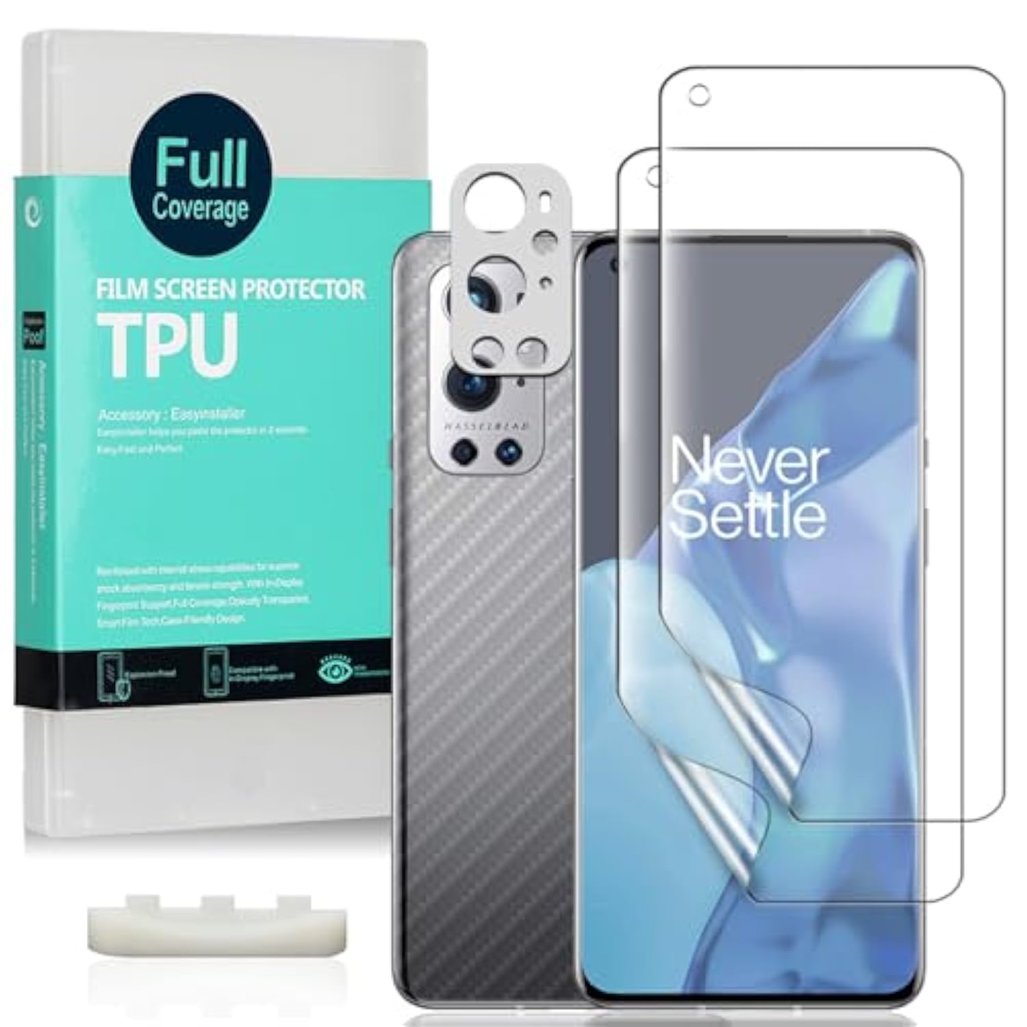 2 Pcs Screen Protector For Oneplus 9 Pro 5G 6.7",Flexible Tpu Film,With 1Pc Camera Lens Protector,1Pc Back Film,Bubble Free[Easy To Install]
