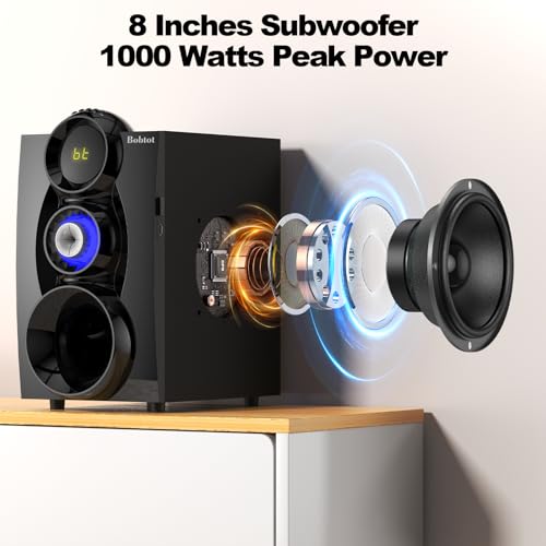 Home Theater System Wireless Rear Satellite Speakers 800W 6.5 inch Subwoofer 5.1/2.1 Channel Surround Sound Systems with ARC Optical Bluetooth Input