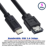 cablecc USB-C Type-C to Power Over eSATA DC5V Adapter USB3.0 to HDD/SSD/ODD eS