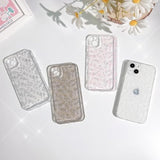 Compatible For Iphone 14 Case Clear Cute Flower Floral With Slim Glitter Design For Girls Women Soft Tpu Shockproof Protective Girly For Iphone 14 Case-White