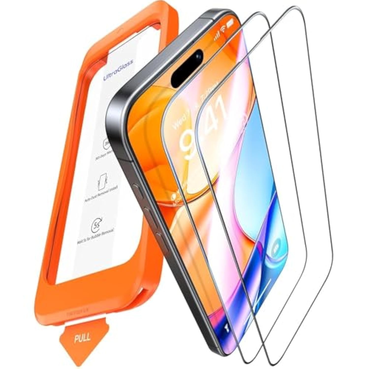 2-Pack Unbreakable 9H+ Screen Protector for iPhone 16, 12FT Drop, Full Coverage, Easy Install