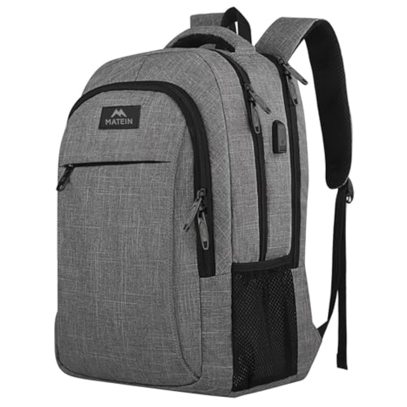 Travel Laptop Backpack, Business Anti Theft Slim Sturdy Laptops Backpack With Usb Charging Port, Water Resistant College School Computer Bag Gift For Men & Women Fits 15.6 Inch Notebook, Grey