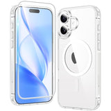 For Iphone 16 Case: Clear Magnetic Grade Drop Protection Anti Yellowing Slim Case - Rugged Shockproof Protective Transparent Cell Phone Cover(Clear)