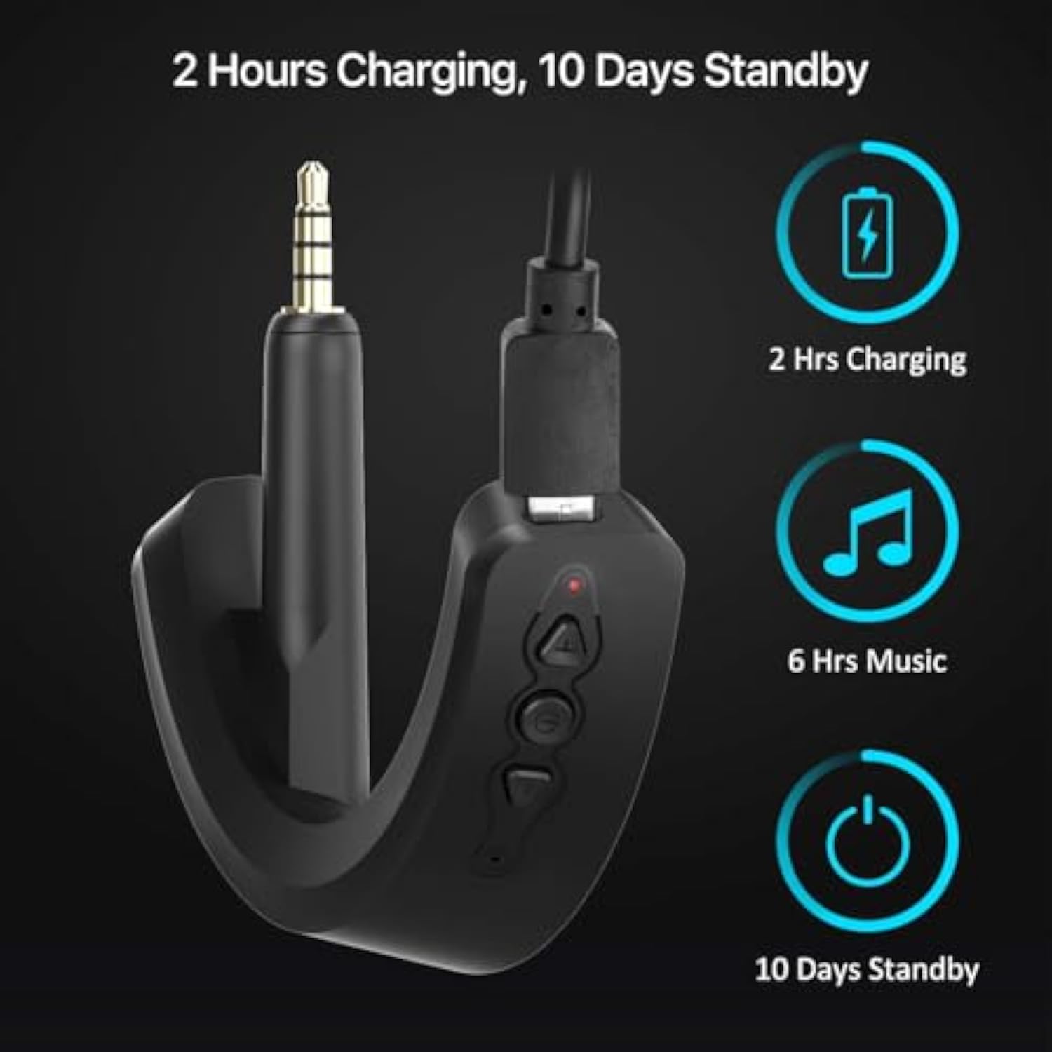 Aptx Wireless Bluetooth 5.0 Adapter For Bose Quietcomfort Qc 15 With Mic/Volume Control, Black