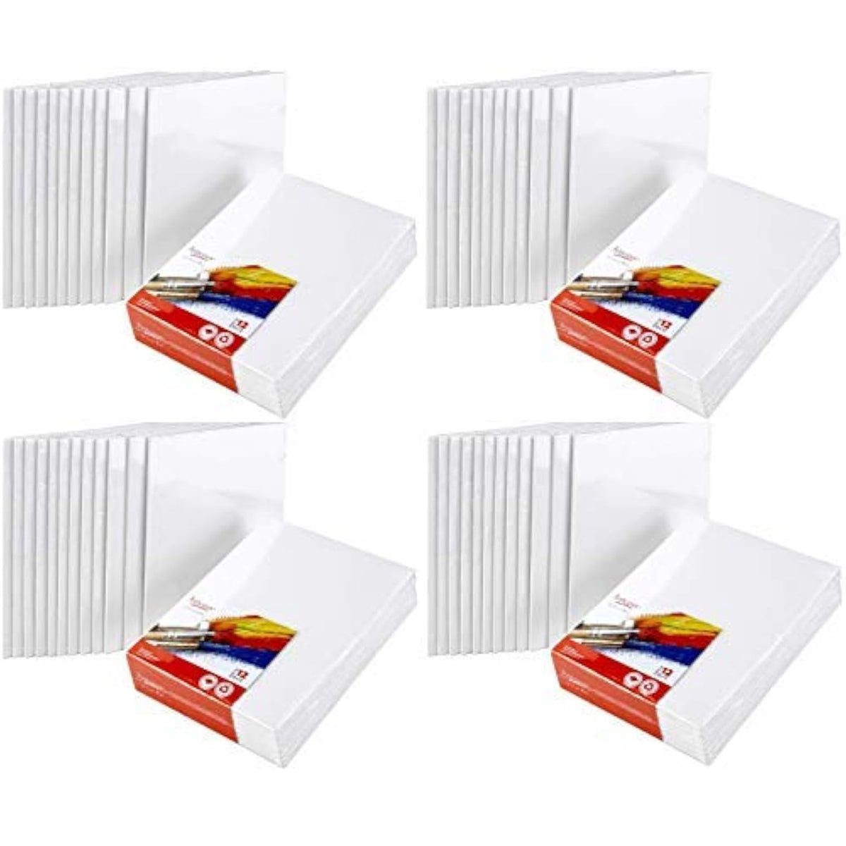 Canvases For Painting - Pack Of 48, 8 X 10 Inch Blank White Canvas Boards - 100% Cotton Art Panels For Oil, Acrylic & Watercolor Paint