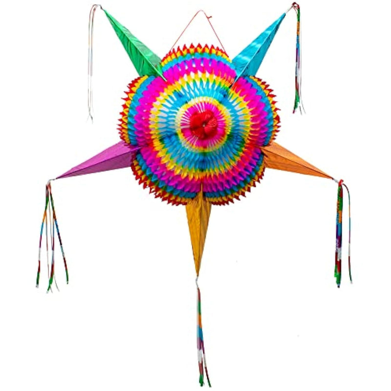Mexican Piñata (Large 32 Inches) - Authentic Handmade Foldable Large Pinata For Birthday Party - Piñatas Para Cumpleaños - Fiesta Piniata - Mexican Star Pinata - Cinco De Mayo Pinatas