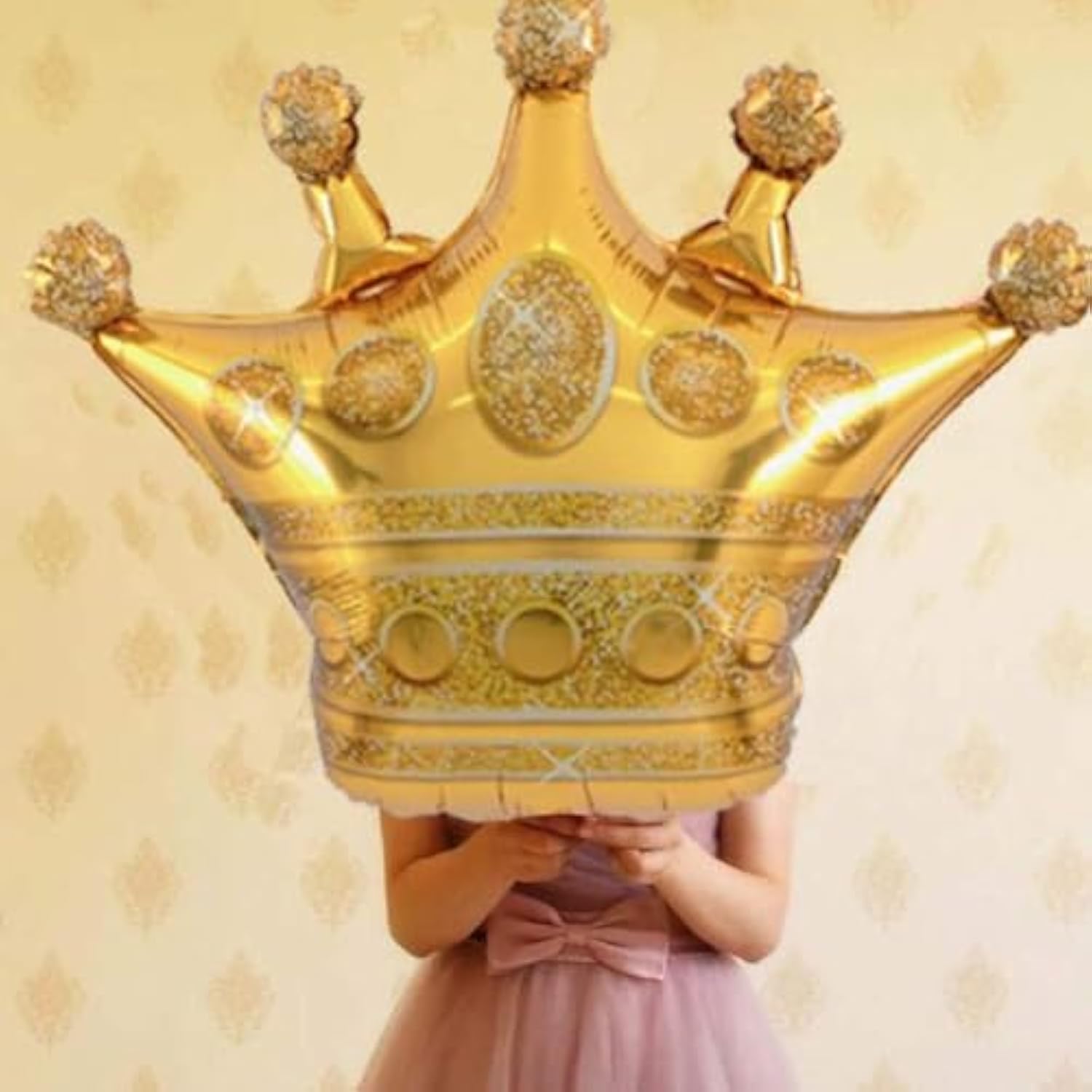 14pcs Gold Crown Balloons — 4 Giant & 10 Mini Foil Balloons for Celebrations