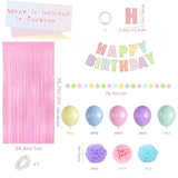 33pcs Macaron Birthday Kit with Balloons, Banner, Pom Poms & Streamers
