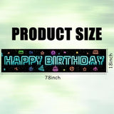 Happy Birthday Yard Banner - 78.7X17.7 Inch Neon Galaxy & Retro Arcade Icons Design, Outdoor/Indoor Giant Happy Birthday Yard Sign For Birthday Decor