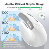 Ergonomic Vertical Mouse,Wireless Bluetooth 5.0 And 2.4G Mouse,Silent Click,60% Reduced Wrist Pressure,3 Adjustable Dpi For Pc,Mac,Laptop,Computer,Home,Office Use (White)
