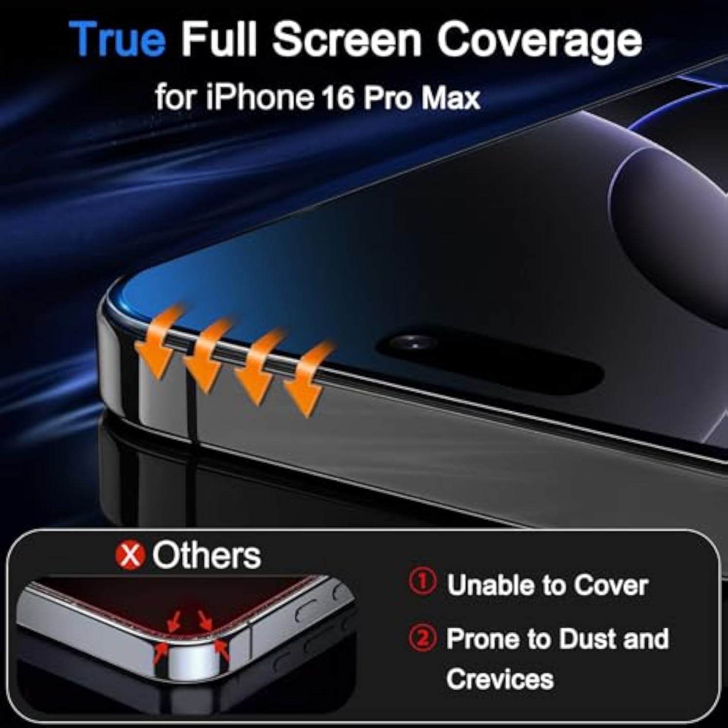 3-Pack Tempered Glass Screen and Camera Lens Protector for iPhone 16 Pro Max