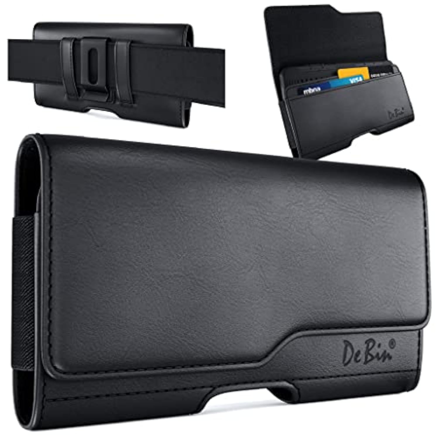 Holster For Samsung Galaxy Ultra Models 25 24 23 22 21 A54 A53 A25 A15 A42 Note 20, Cell Phone Belt Holder For Men, Id Card Slot Carrying Pouch Holder (Fits Phone With Case On)