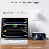 3 Pack Usb C Wall Charger, 20W Durable Dual Port Qc+Pd 3.0 Power Adapter, Double Fast Plug Charging Block For 13/14/15/16/16 Pro/Pro Max/Plus, Xs/Xr/X, Watch Series 8/7 Cube?White