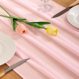 Blush Pink Chiffon Table Runner Easter Spring Boho Rustic 10Ft 29X120 Inches Wedding Centerpiece Runner Decor Sheer Bridal Shower Birthday Party Decorations