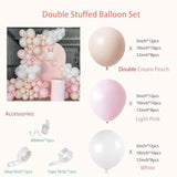 Pink Balloon Garland Arch Kit - Double Stuffed Light Pink And White Cream Peach Matte Latex Balloon Different Sizes 12 10 5 In Ballon For Party Baby Shower Decoration