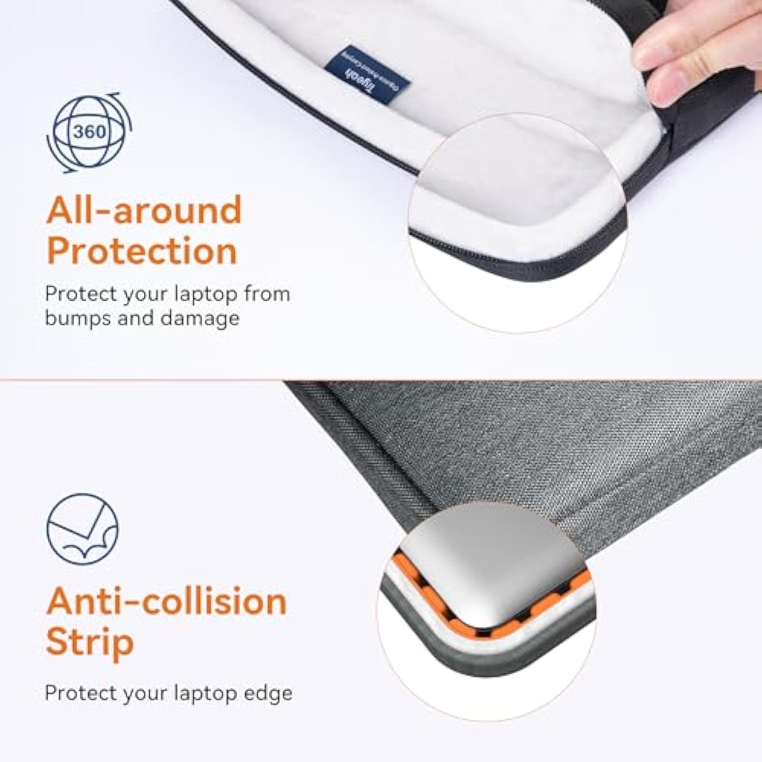 Laptop Sleeve 14 Inch Waterproof Laptop Case 360 Protective Shockproof 14 Inch Computer Bag With Pocket For 14" Macbook, Hp, Dell, Lenovo, Acer,Other 14" Laptop, Gray