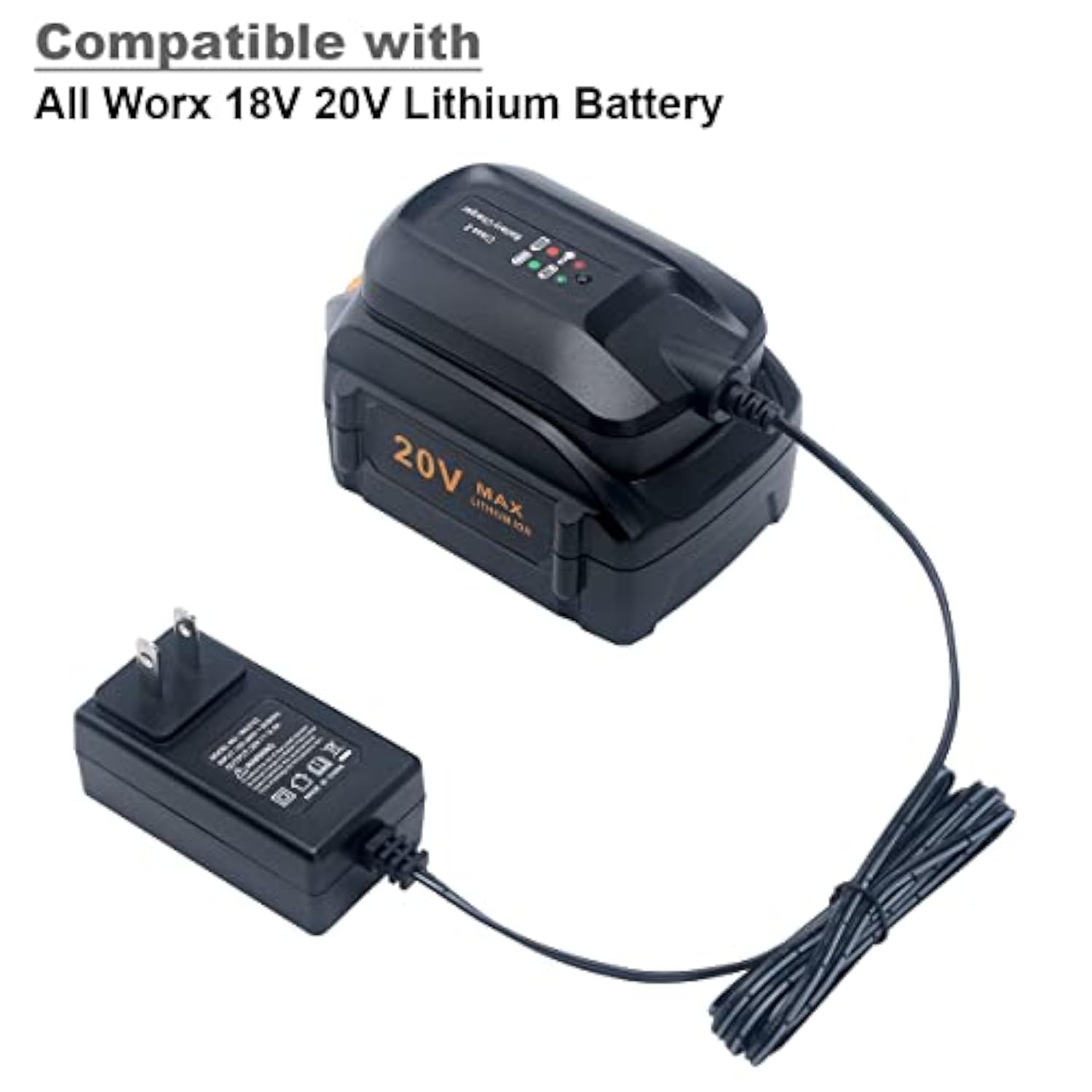 Replacement For Worx Battery Charger 20V Wa3742 Compatible With Worx 20V Lithium Battery Wa3520 Wa3525 Wa3578 Wa3575 Wa3522 Wa3732 Wa3770 Wa3875 Wa3881 Battery Charger