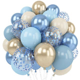 60pcs Dusty Blue Gold Balloons Set for Baby Shower, Birthday, and Party Decor