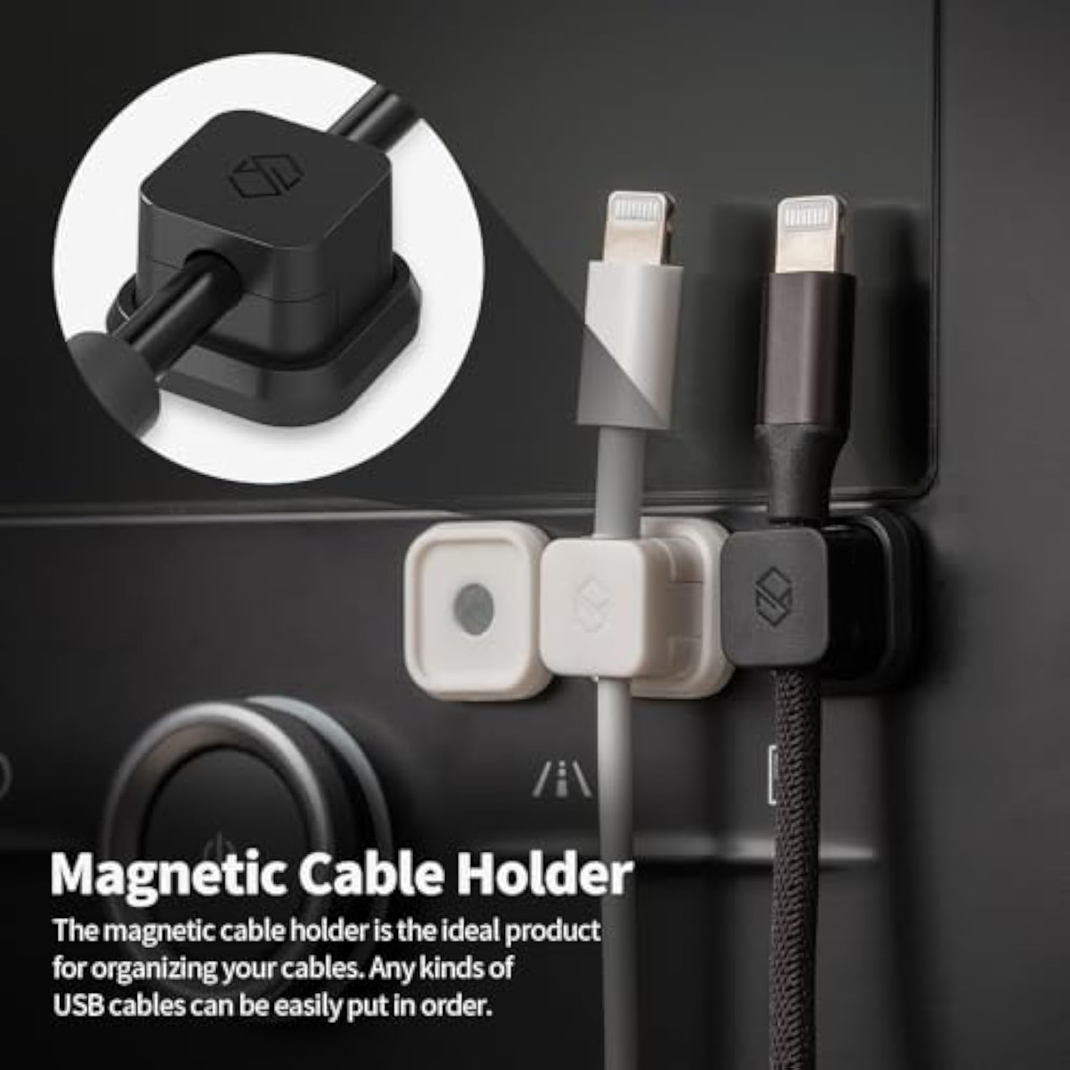Sinjimoru Magnetic Cable Clips, Multipurpose Cable Management for Car and Office Supplies Self Adhesive Cable Organizer Clip. Magnetic Cable Holder 3pcs White