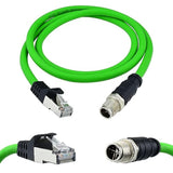 M12 X-Coded 8 Pin To Rj45 Cable Cat6A Industrial Ethernet Shielded Cable For C