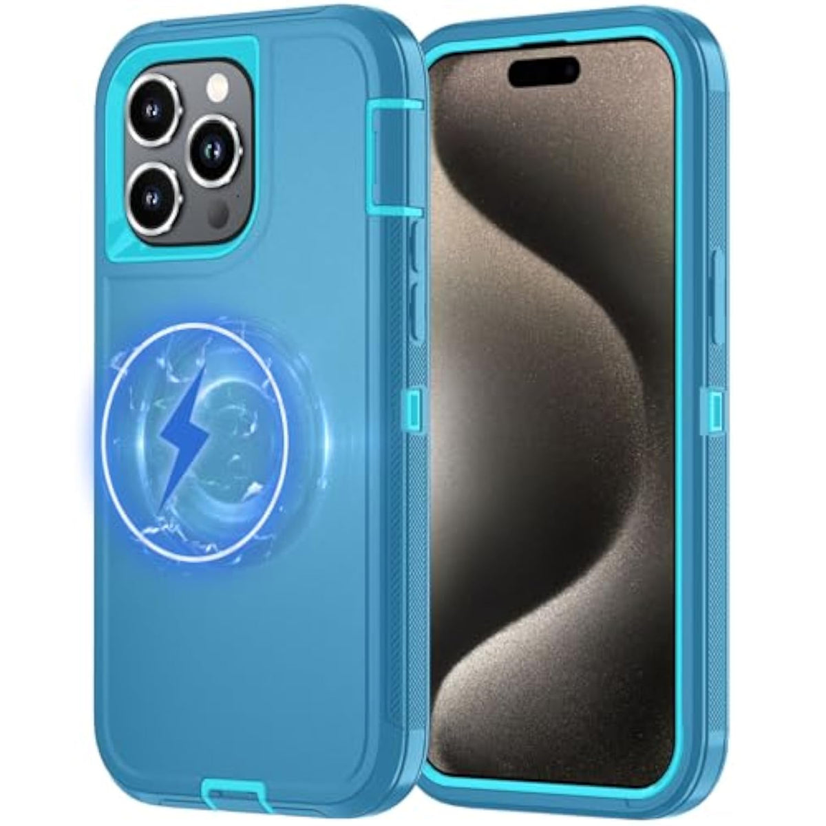 For Iphone 12 Pro Max Case [Compatible With Magsafe], Heavy Duty Shockproof 3-Layer Full-Body Protection Rugged Cover, Drop-Resistant And Wireless Charging (Aqua, Iphone 12 Pro Max)