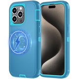For Iphone 12 Pro Max Case [Compatible With Magsafe], Heavy Duty Shockproof 3-Layer Full-Body Protection Rugged Cover, Drop-Resistant And Wireless Charging (Aqua, Iphone 12 Pro Max)