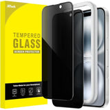 JETech Privacy Full Coverage Screen Protector for iPhone 16 6.1-Inch, Black Edge Anti-Spy Tempered Glass Film with Easy Installation Tool, Case-Friendly, 2-Pack