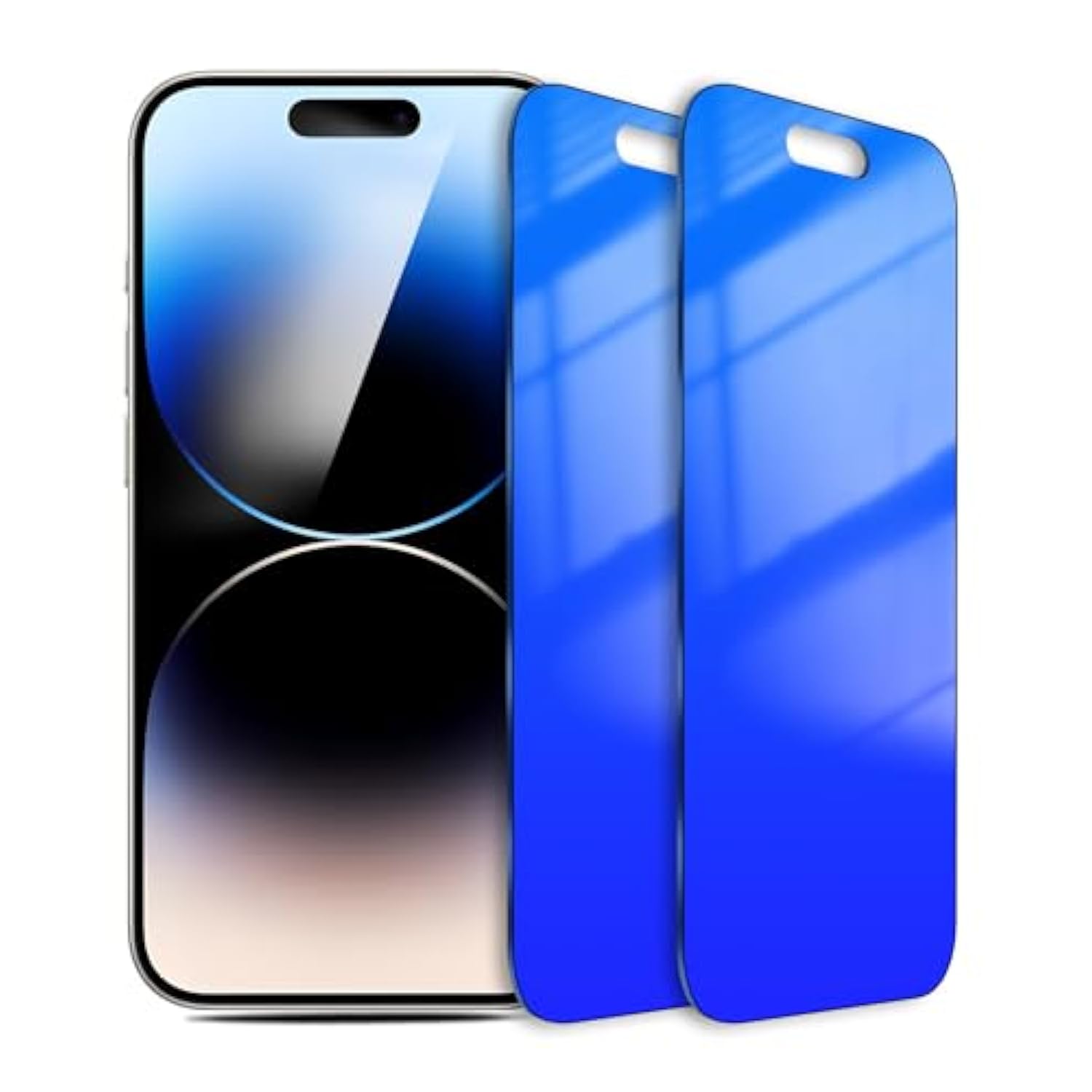 2 Pack For Iphone 15 Privacy Screen Protector For Iphone 14 Pro , 25 Degree Anti Spy Anti-Blue Light Tempered Glass Blue Gradient With Easy Installation Shatterproof Case Friendly (6.1 Inch Blue)