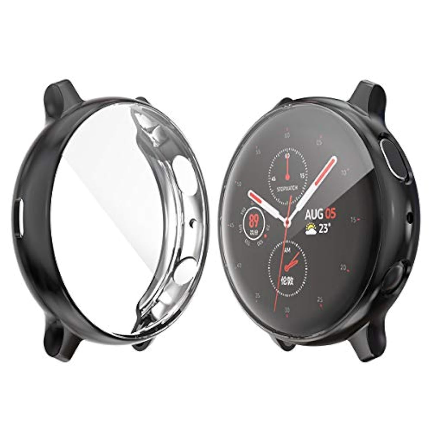 Compatible With Samsung Galaxy Watch Active 2 40Mm Case Sm-R830, Scratch-Resistant Case Protector Soft Flexible Tpu Plated Protective Case (Black/Silver/Pink/Purple/Red/Blue)