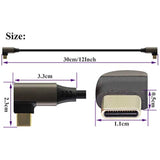 90 Degree Usb 3.1 Type C Cable Right & Left Angled 3.1 Usb Type C Male 4K@60Hz Gen 2 Extension Cable Supports Charging,Data,Audio,Video Cable For Laptop & Tablet & Mobile Phone.(0.3M/1Ft)