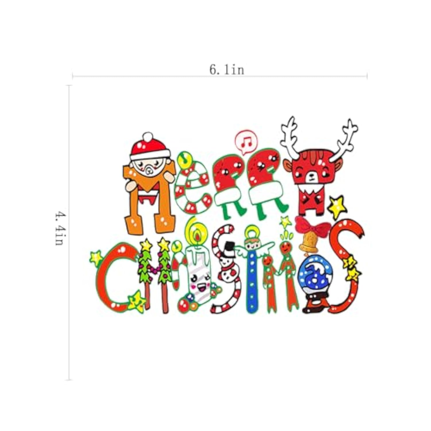 Christmas Cake Topper with Red Glitter Tree, Deer, and Santa Hat Decorations