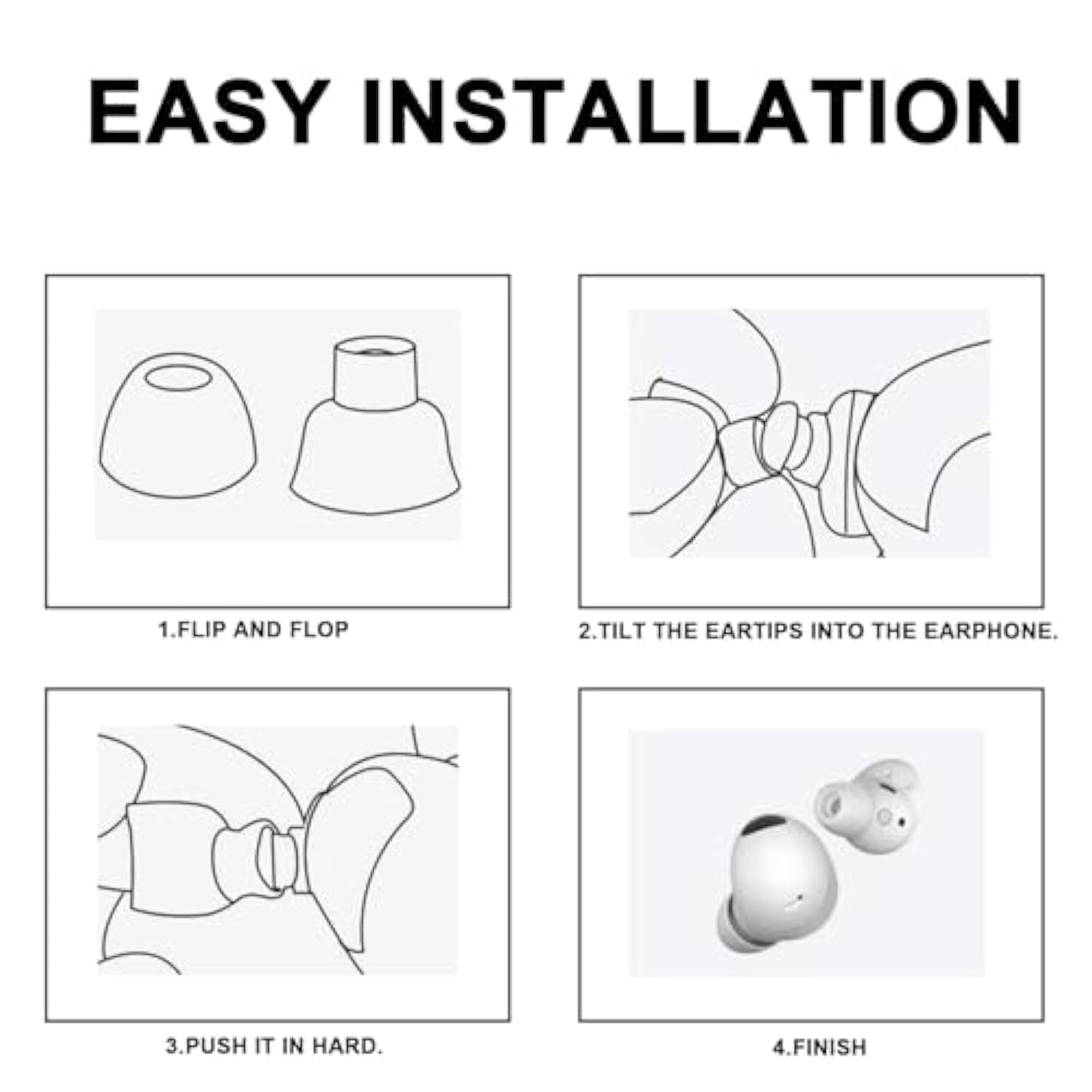 6 Pairs Replacement For Samsung Galaxy Buds Pro Headphones, Eartips Silicone Tips Earbuds Set For Samsung Galaxy Buds Pro Headphones Fit In Case Ear Tips,L/M/S Earplug (Phantom Black) (Black)