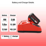 5.0Ah 18V Battery Replacement For Milwaukee M18 18V Battery And Charger Combo,Compatible With Milwaukee M18 Cordless Power Tool 48-11-1850 48-11-1860 And 48-59-1812 Charger
