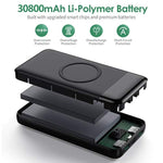 Wireless Portable Charger 30,800Mah 15W Wireless Charging 25W Pd Qc4.0 Fast Charging Smart Lcd Display Usb-C Power Bank, 4 Output External Battery Pack Compatible With Iphone 16/15/14/13, Samsung Etc