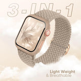 Braided Stretchy Band Compatible For Apple Watch Band And Case 40Mm 41Mm 42Mm 44Mm 45Mm 46Mm, Nylon Elastic Solo Loop And Protective Cover With Screen Protector For Iwatch Series 10 9 8 7 Se 6 5 4 3