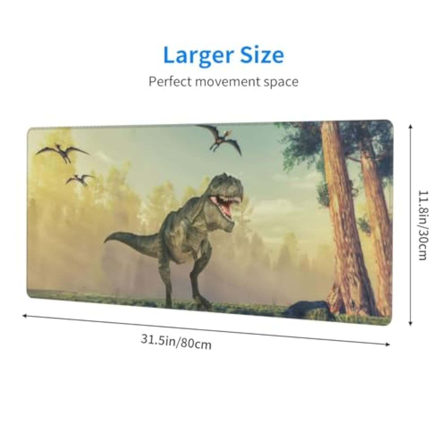 Dinosaur Mouse Pad Xl Large Gaming Mouse Pad With Stitched Edges, Non-Slip Base, Water Resist Keyboard Pad, Desk Mouse Pad, 31.5 X 11.8 In, P3080