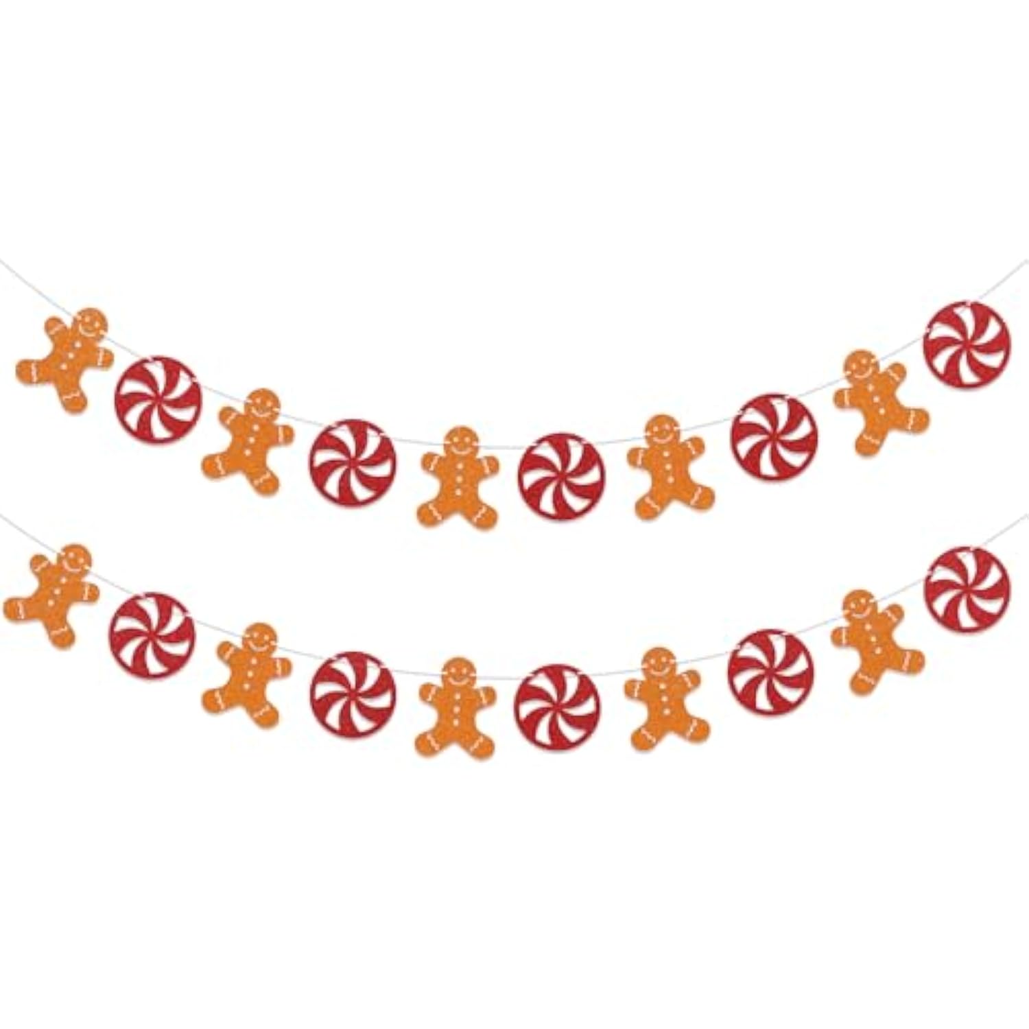 Peppermint Gingerbread Man Garland Christmas Hanging Decorations Gingerbread Winter Holiday Decor Peppermint Christmas Decorations New Year Xmas Holiday Party Supplies
