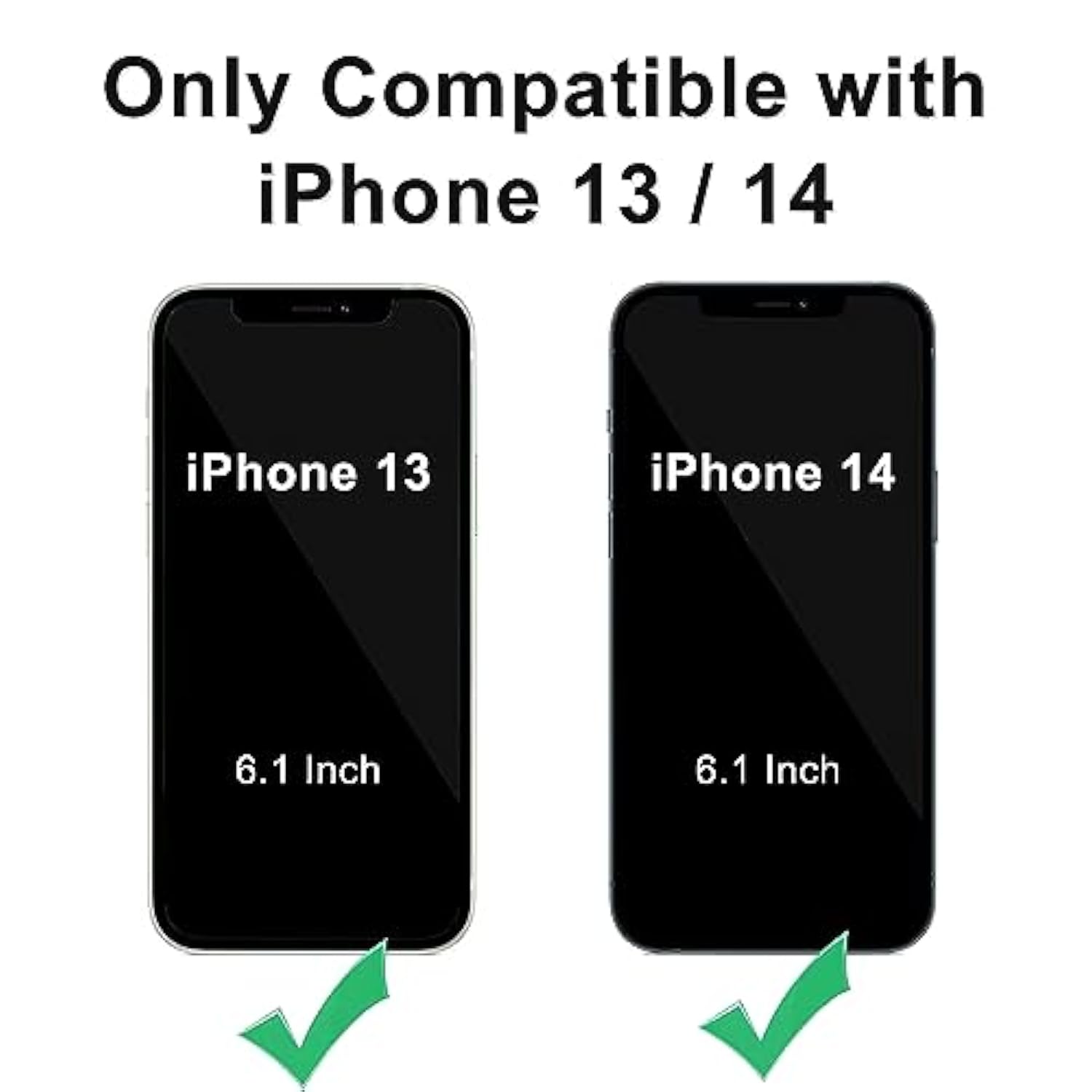 Case For Iphone 13/Iphone 14 6.1-Inch With Slide Camera Cover+Screen Protector(2 Packs),Rotated Ring Kickstand Military Grade Shockproof Protective Cover-Black