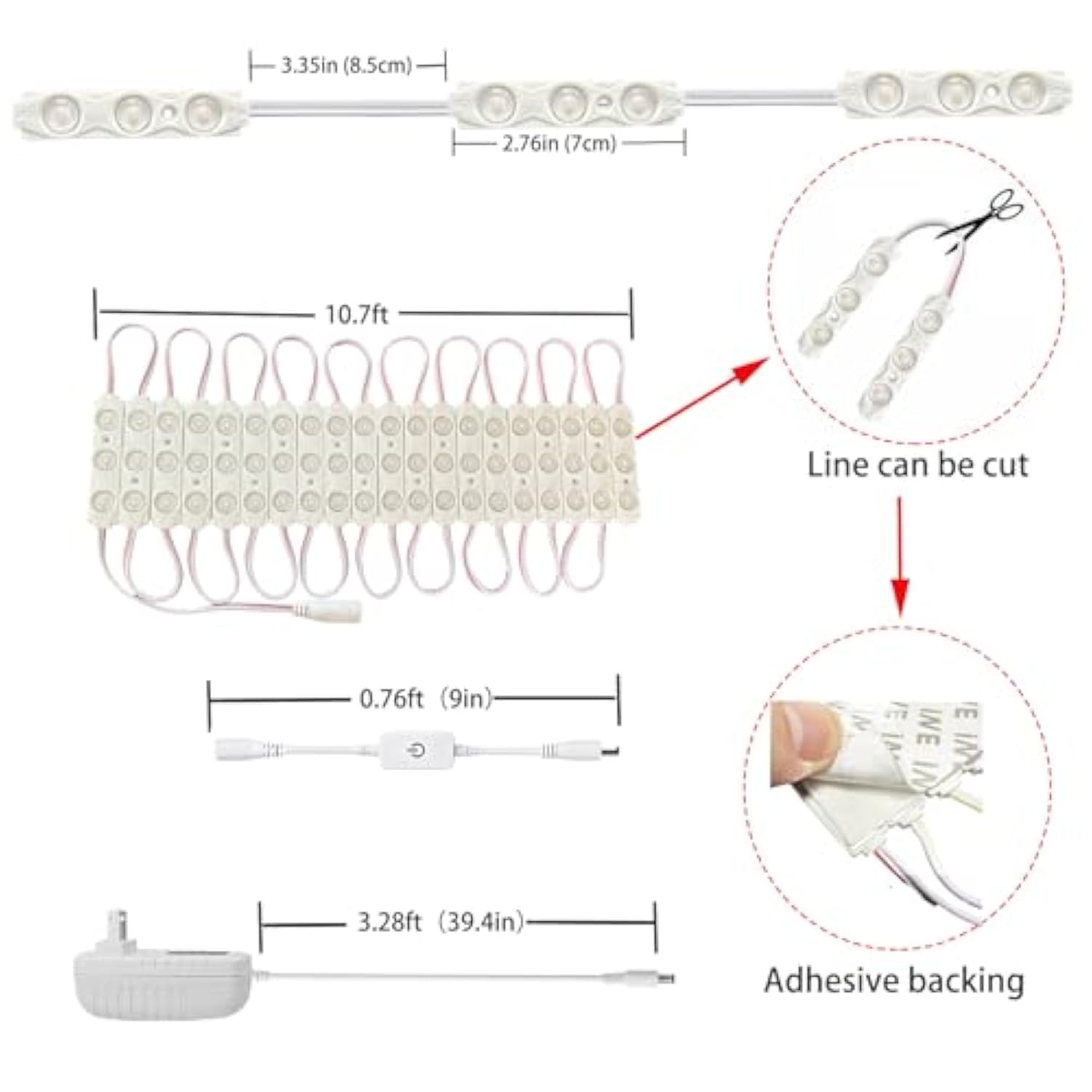 Led Module, Inflatable Toy Replacement Lights, White 20 Pack, 9.8Ft, 2835 Smd, Led Ip65 Waterproof Christmas Inflatable