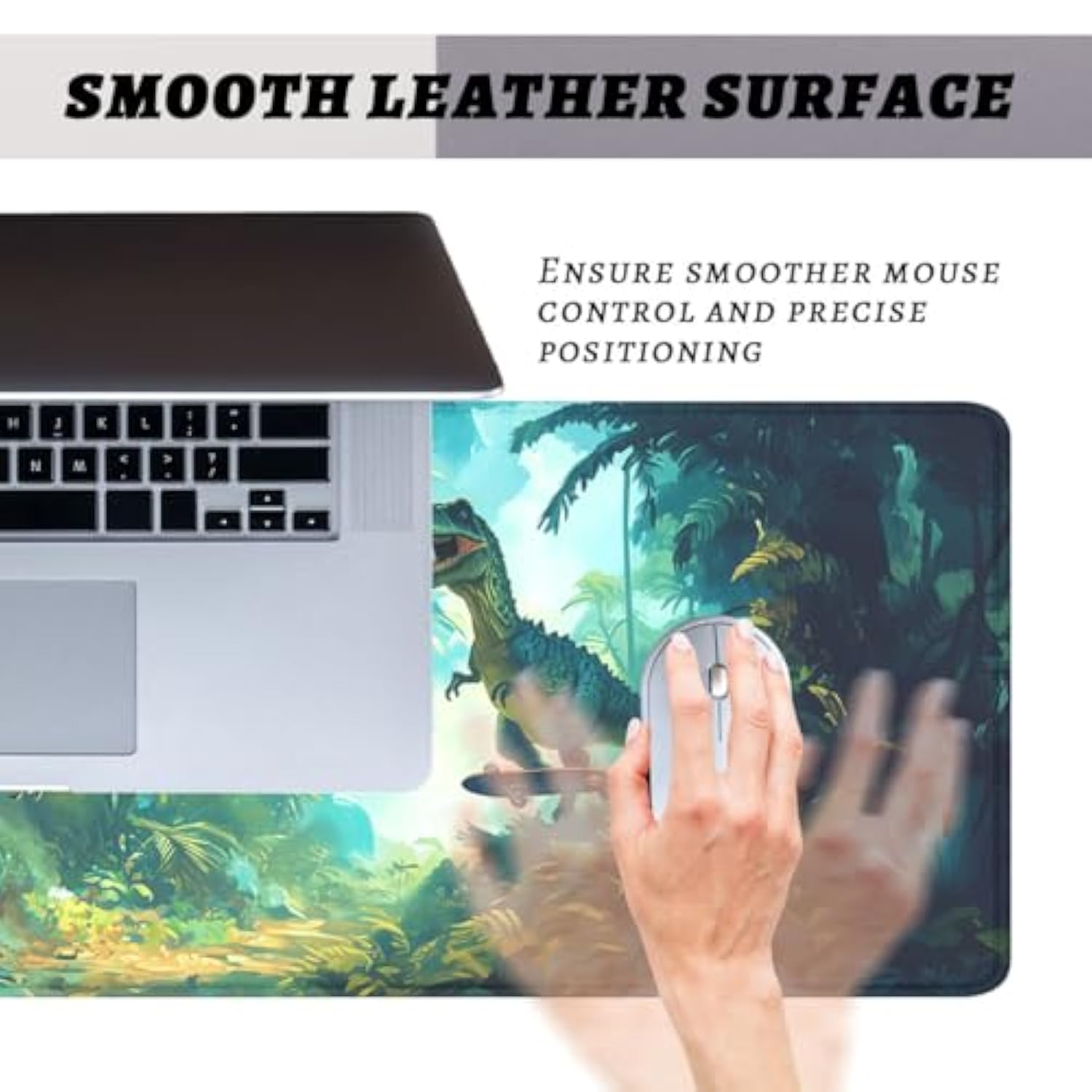 Funny Dinosaur Gaming Mouse Pad, Cartoon Jungle Jurassic T-Rex Desk Mat, Non-Slip Xl Computer Big Mouse Mat With Keyboard Pad For Work, Gamer, Office, Home 31.5 X 11.8 Inch