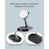 Charging Station For Iphone 16/16 Pro/16 Pro Max, Wireless Charger For Magsafe Iphones, 3 In 1 Magnetic Charger Stand For Iphone 16/15/14/13/12 Series, Apple Watch & Airpods.(Blk)
