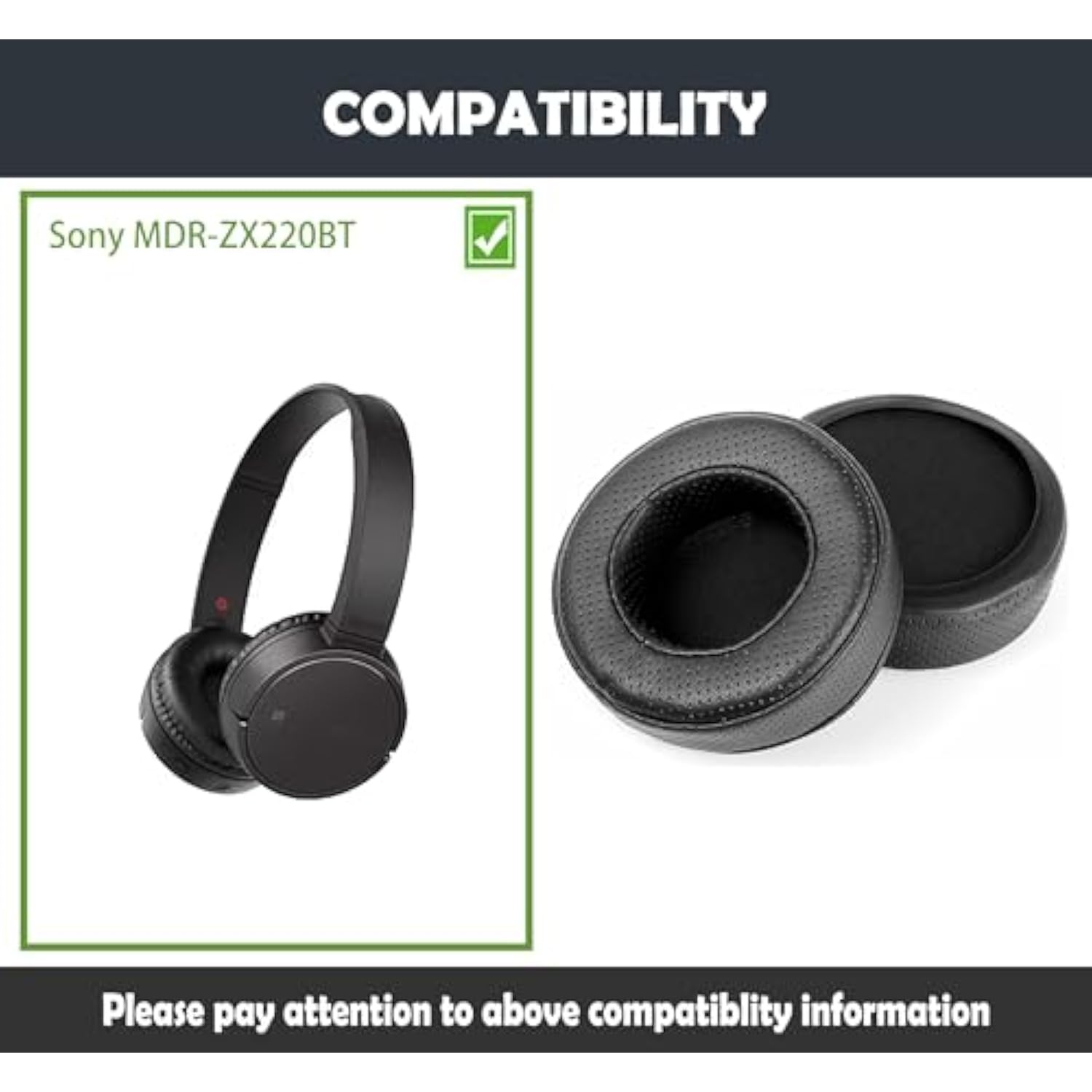 Earpads Replacement Cushion Compatible With Sony Mdr-Zx220Bt Headphone Ear Pads With Breathable Protein Leather