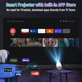 Mini Projector, Projector With Wifi And Bluetooth, 4K 1080P Support Portable Projector 180° Rotatable 130'' Screen Movie Projector Auto Keystone Compatible With Hdmi/Usb/Tv Stick/Smartphone/Laptop