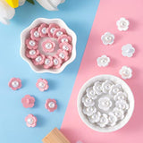 50Pcs Cute Flower Shank Pearl Sewing Buttons 18Mm(Pink,White)