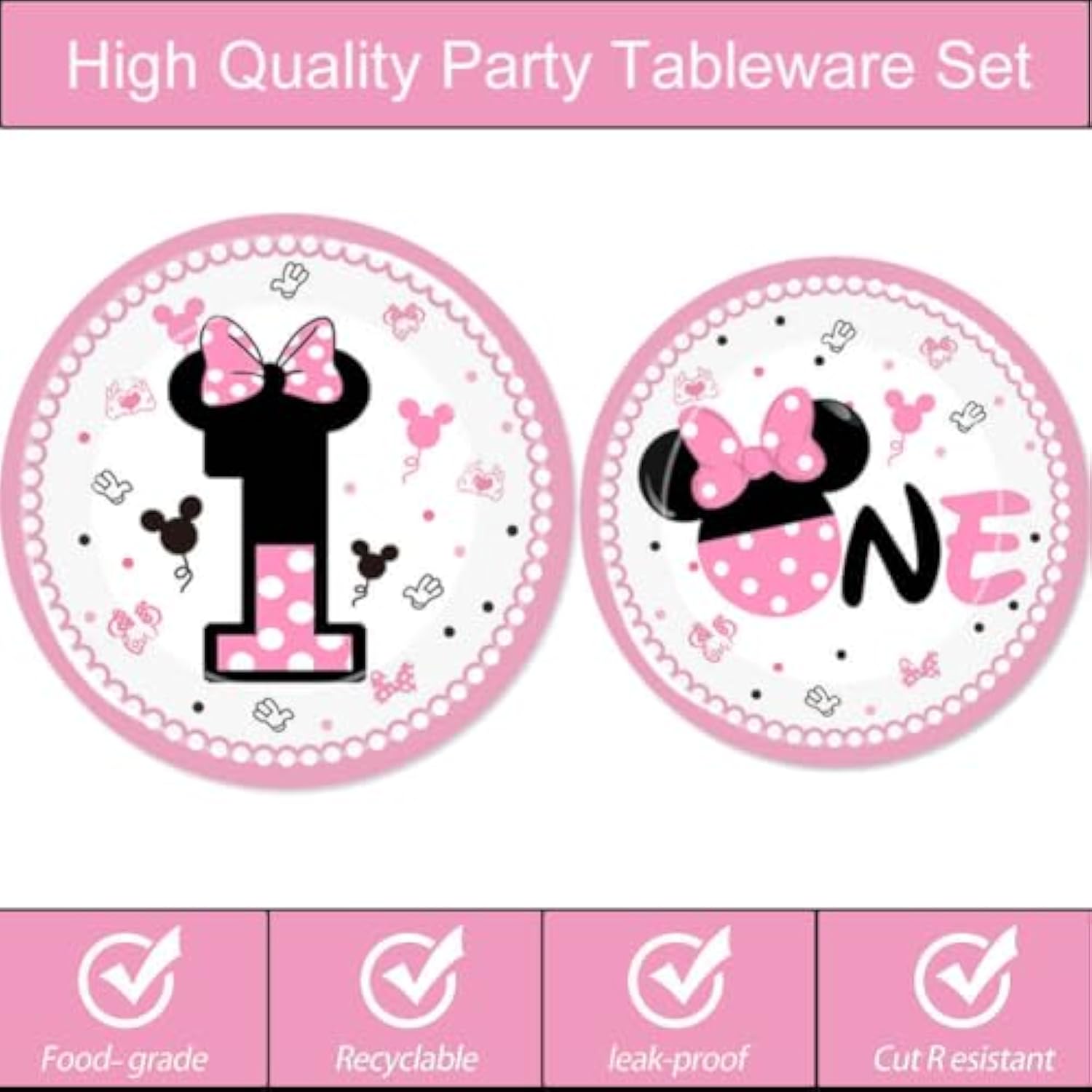 80 Pcs Pink 1St Birthday Party Supplies Girls One Year Old Paper Plates Napkins Forks For Girls 1St Birthday Baby Shower Party Decorations