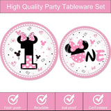 80 Pcs Pink 1St Birthday Party Supplies Girls One Year Old Paper Plates Napkins Forks For Girls 1St Birthday Baby Shower Party Decorations