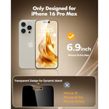 iPhone 16 Pro Max Privacy Screen Protector 2-Pack, Full Coverage 9H Glass