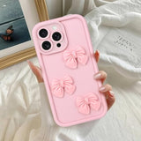 Cute Cases For Iphone 11 Pro Max, Pink 3D Bowknot Design Soft Shockproof Protective Phone Cover For Girls Women